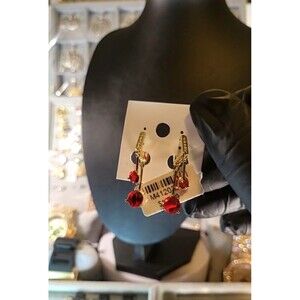 Red Cherry Dangle Earrings 14k Gold Filled Brass With VVS Cz Crystal Gemstones